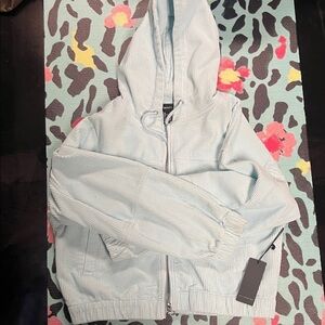 Forever 21 Kids Striped Light Blue Puffer Jacket